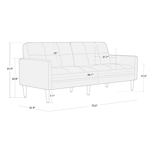 CHITA Mid-Century Sofas Furniture 73.2''W Faux Leather Sofa Couch Sets for Living Room Apartment, Grey