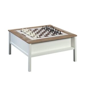 sauder cottage road coffee gaming table with removable top, soft white finish
