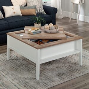 Sauder Cottage Road Coffee Gaming Table with Removable Top, Soft White Finish