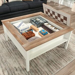 Sauder Cottage Road Coffee Gaming Table with Removable Top, Soft White Finish