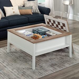 Sauder Cottage Road Coffee Gaming Table with Removable Top, Soft White Finish