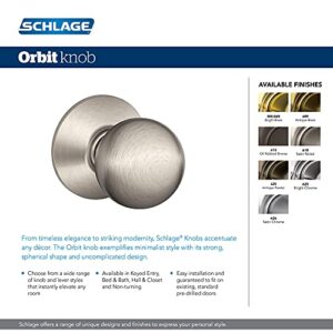 Schlage F10 CSV ORB 626 Commercial Series Orbit Door Knob, Hall & Closet Passage Lock, Satin Chrome