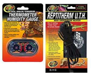 zoo med economy analog dual thermometer and humidity gauge, 6 x 4 and repti therm under tank heater
