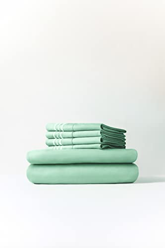 Queen Size Sheet Set - 6 Piece Set - Hotel Luxury Bed Sheets - Extra Soft - Deep Pockets - Easy Fit - Breathable & Cooling Sheets - Wrinkle Free - Comfy - Spa Blue Sheets - Queens Sheets - 6 PC