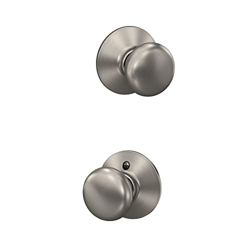 Schlage F10 V PLY 619 Plymouth Door Knob, Hall & Closet Passage Lock, Satin Nickel