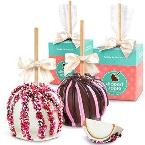sweet love milk and white chocolatey caramel covered apples pair – 2 count