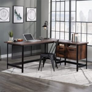 Sauder Briarbrook Transitional Engineered Wood L-Desk in Barrel Oak