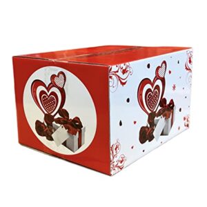 VALENTINE GIFT BASKET SET |10" Teddy Bear Plush (White or Red), Dozen Belgian Milk Chocolate Roses Bouquet, Creme Savers Strawberry and Creme Hard Candy, Elmer Chocolate Rose Flowers Heart Shaped, & Beautiful Custom Valentine Box|