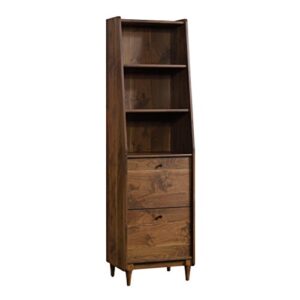 Sauder Harvey Park Credenza, for TVs up to 70", Grand Walnut Finish & Harvey Park Narrow Bookcase, Grand Walnut Finish