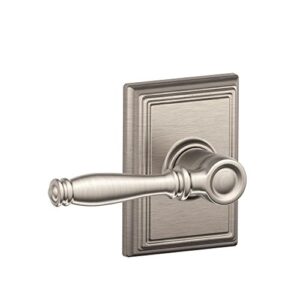 schlage lock company f10bir619add birmingham passage door lever set with the decorative addison rosettes, satin nickel