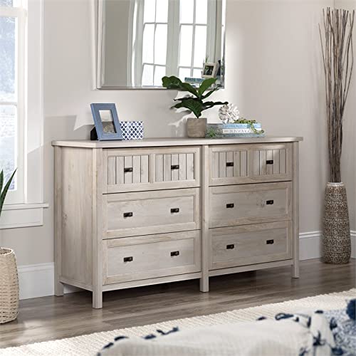 Sauder Costa 6-Drawer Dresser in Chalked Chestnut, Chalked Chestnut Finish