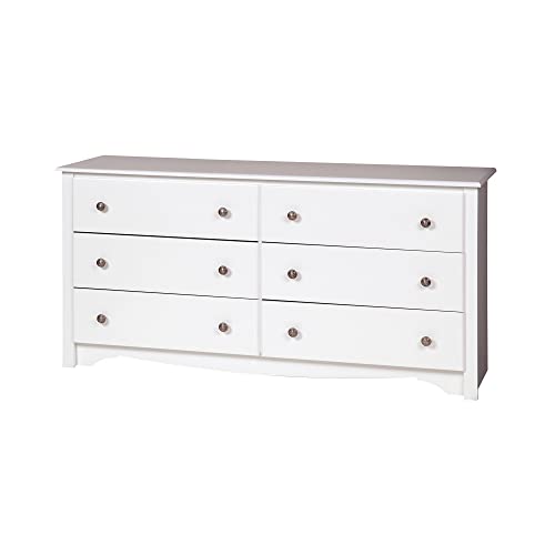 Sonoma 6 Drawer Double Dresser for Bedroom, White