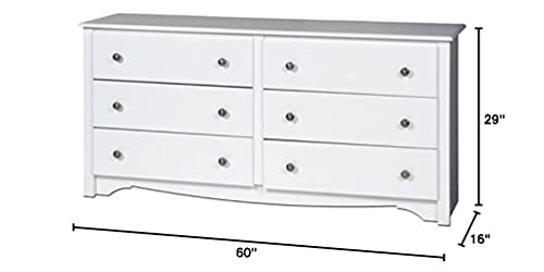 Sonoma 6 Drawer Double Dresser for Bedroom, White