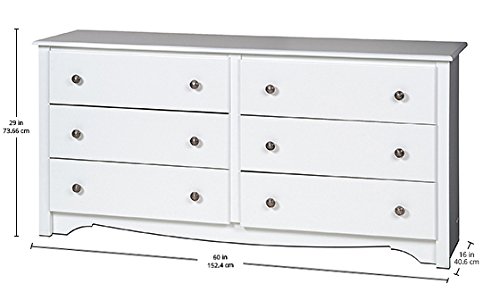 Sonoma 6 Drawer Double Dresser for Bedroom, White