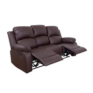 A Ainehome Luxury Recliner Sofa Living Room Set Reclining Couch Sofa Chair Loveseat Living Room Furniture Sets(A-Brown Leather, 3 Piece Set)