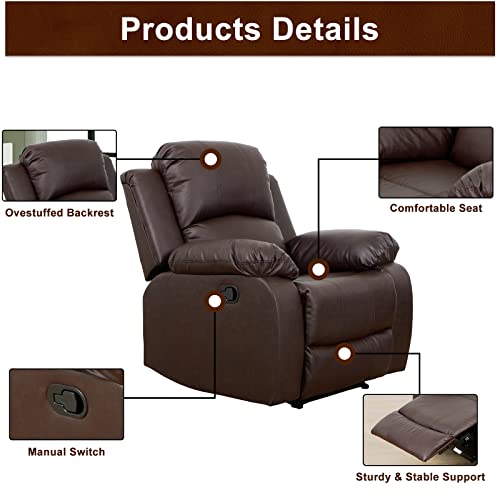 A Ainehome Luxury Recliner Sofa Living Room Set Reclining Couch Sofa Chair Loveseat Living Room Furniture Sets(A-Brown Leather, 3 Piece Set)