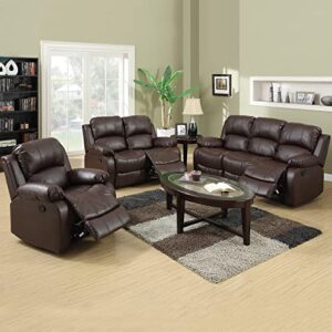 A Ainehome Luxury Recliner Sofa Living Room Set Reclining Couch Sofa Chair Loveseat Living Room Furniture Sets(A-Brown Leather, 3 Piece Set)