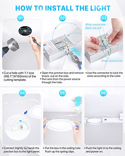 Ensenior 16 Pack Ultra-Thin LED Recessed Lighting 6 Inch 5CCT with Junction Box, 2700K-5000K Selectable, 12W 110W Eqv, Dimmable Can-Killer Downlight, 1050LM High Brightness - ETL&Energy Star