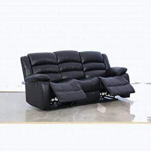 ebello faux leather manual loveseat recliner, reclining sofa chair with cup holder, couch for living room,bedroom furniture,meeting room,black (3 seat sofa)