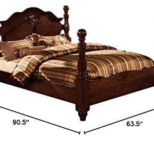 Furniture of America Scarlette Classic Four Poster Bed, Queen, Glossy Dark Pine