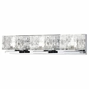 home decorators collection 75-watt equivalent 3-light chrome integrated led vanity light with clear cube glass