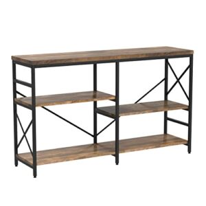 oiahomy industrial sofa table,console table,3-tier industrial rustic hallway/entryway table,easy assembly,for entryway, living room (rustic brown)
