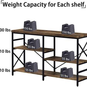 OIAHOMY Industrial Sofa Table,Console Table,3-Tier Industrial Rustic Hallway/Entryway Table,Easy Assembly,for Entryway, Living Room (Rustic Brown)