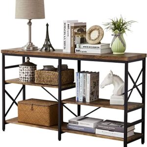 OIAHOMY Industrial Sofa Table,Console Table,3-Tier Industrial Rustic Hallway/Entryway Table,Easy Assembly,for Entryway, Living Room (Rustic Brown)