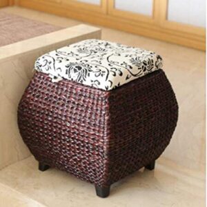 articles for daily use rattan straw storage stool, shoe changing stool, storage stool wth cover, finishing storage box, shoe ottoman, sofa, square stoolw