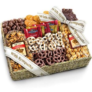 with sympathy chocolate caramel and crunch grand gift basket