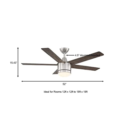 Home Decorators Collection Merwry 52 in. Integrated LED Indoor Brushed Nickel Ceiling Fan with Light Kit and Remote Control