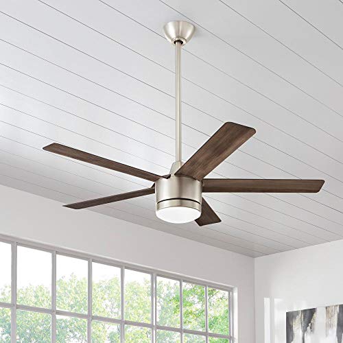 Home Decorators Collection Merwry 52 in. Integrated LED Indoor Brushed Nickel Ceiling Fan with Light Kit and Remote Control