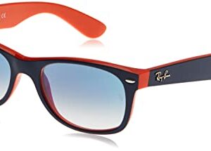 Ray-Ban RB2132 New Wayfarer Square Sunglasses, Blue On Orange/Clear Gradient Blue, 52 mm