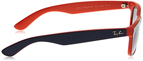 Ray-Ban RB2132 New Wayfarer Square Sunglasses, Blue On Orange/Clear Gradient Blue, 52 mm