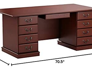 Sauder Heritage Hill Executive Desk, L: 70.51" x W: 35.43" x H: 29.69", Classic Cherry Finish