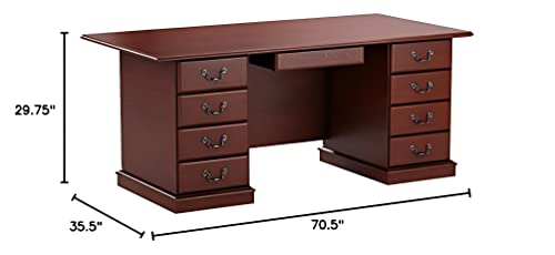 Sauder Heritage Hill Executive Desk, L: 70.51" x W: 35.43" x H: 29.69", Classic Cherry Finish