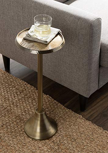 Kate and Laurel Sanzo Bohemian Side Table, 9 x 9 x 23, Gold, Decorative Pedestal End Table for Display and Storage