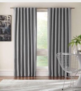 home decorators collection 84 in. l gray polyester back tab curtain