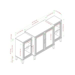 Walker Edison 4-Door Tiered Modern-Sideboard-Buffet Stand for Storage, 62, Black