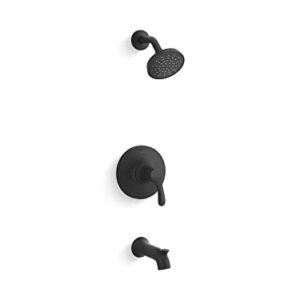 Kohler TS27391-4G-BL SIMPLICE Rite-Temp Pressure-Balancing 1.75 GPM Bath and Shower Faucet Trim Set, Matte Black