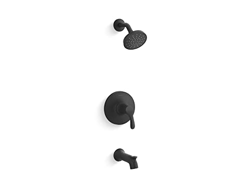 Kohler TS27391-4G-BL SIMPLICE Rite-Temp Pressure-Balancing 1.75 GPM Bath and Shower Faucet Trim Set, Matte Black