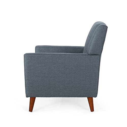 Christopher Knight Home Evelyn Mid Century Modern Fabric Arm Chair, Dark Gray, Walnut