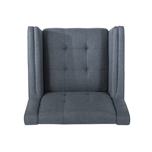 Christopher Knight Home Evelyn Mid Century Modern Fabric Arm Chair, Dark Gray, Walnut