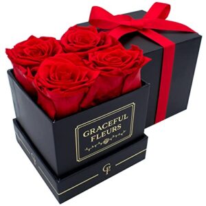 chloe’s graceful fleurs | real roses that lasts for years | fresh flowers for delivery prime birthday | birthday gifts for women | preserved roses in a box | forever rose box | mothers day gifts (red)