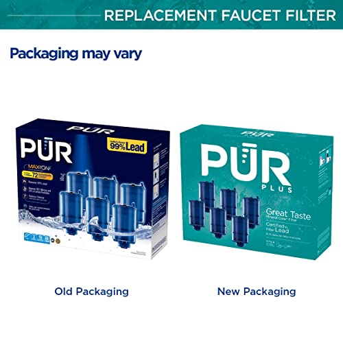 PUR PLUS Mineral Core Faucet Mount Water Filter Replacement (6 Pack) – Compatible With All PUR Faucet Filtration Systems