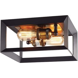 Home Decorators Collection HD-1550-I 2-Light Matte Black Frame Flushmount Lights