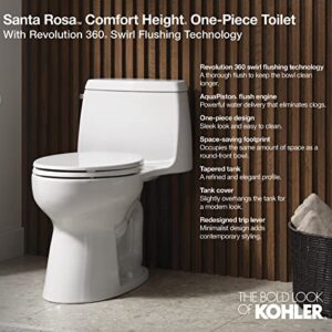 KOHLER 30810-0 Santa Rosa One-Piece Compact Elongated 1.28 Gpf Toilet With Revolution 360 Swirl Flushing Technology
