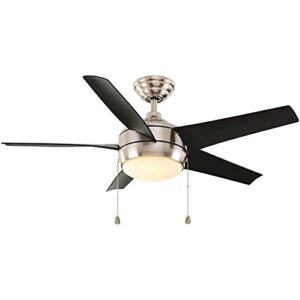 windward 44 in. indoor ceiling fan with bowl light kit, brushed nickel with matte black blades