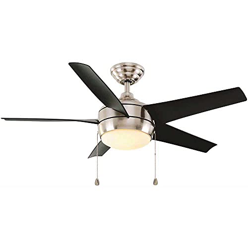 WINDWARD 44 IN. INDOOR CEILING FAN WITH BOWL LIGHT KIT, BRUSHED NICKEL WITH MATTE BLACK BLADES