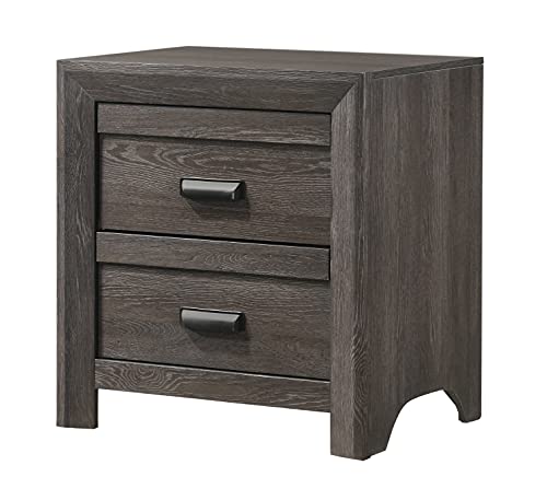 Rustic Style Grayish Brown 5pc Queen Size Bed Dresser Mirror Nightstand Set Solid Wood Master Bedroom Furniture